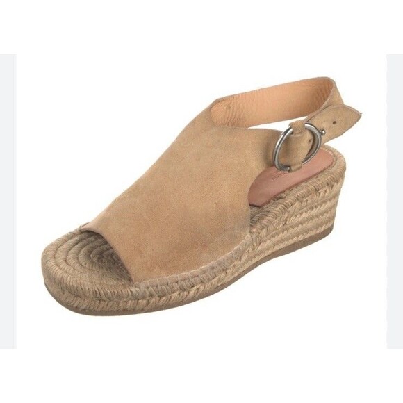 Rag & Bone Calla Wedge Sandals Women Size US 8 EU 38 Beige Espadrille Dune Suede - Picture 2 of 7